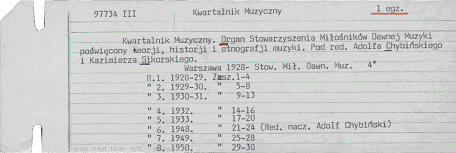 Karta katalogowa przepisana na maszynie