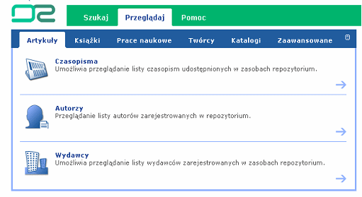 Rys. 7. Opcja przeglądanie – lista obiektów w zależności od ich miejsca w hierarchii