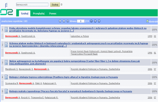 Rys. 9. Wyszukiwanie według autora (linkowanie do współautorów, tytułów czasopism i roczników)